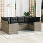 JUNG Vida 6-tlg. Garten-Sofagarnitur mit Kissen Hellgrau Poly Rattan
