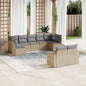 JUNG Vida 9-tlg. Garten-Sofagarnitur mit Kissen Beige Poly Rattan