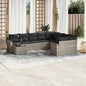 JUNG Vida 10-tlg. Garten-Sofagarnitur mit Kissen Hellgrau Poly Rattan