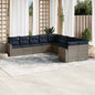 JUNG Vida 10-tlg. Garten-Sofagarnitur mit Kissen Grau Poly Rattan