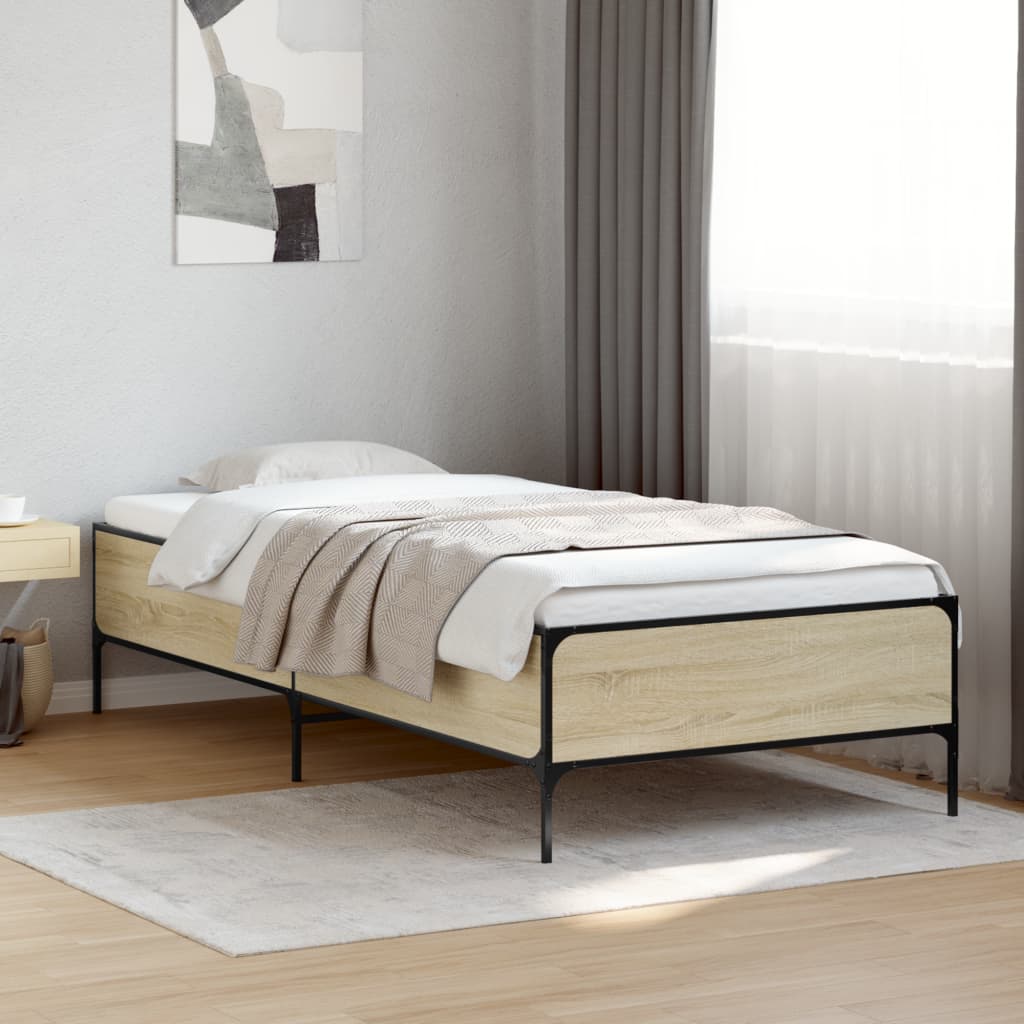 JUNG Vida Bettgestell Sonoma-Eiche 75x190 cm Holzwerkstoff und Metall