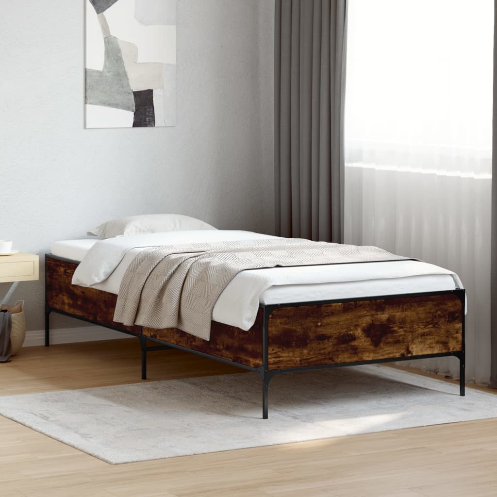 JUNG Vida Bettgestell Räuchereiche 75x190 cm Holzwerkstoff und Metall