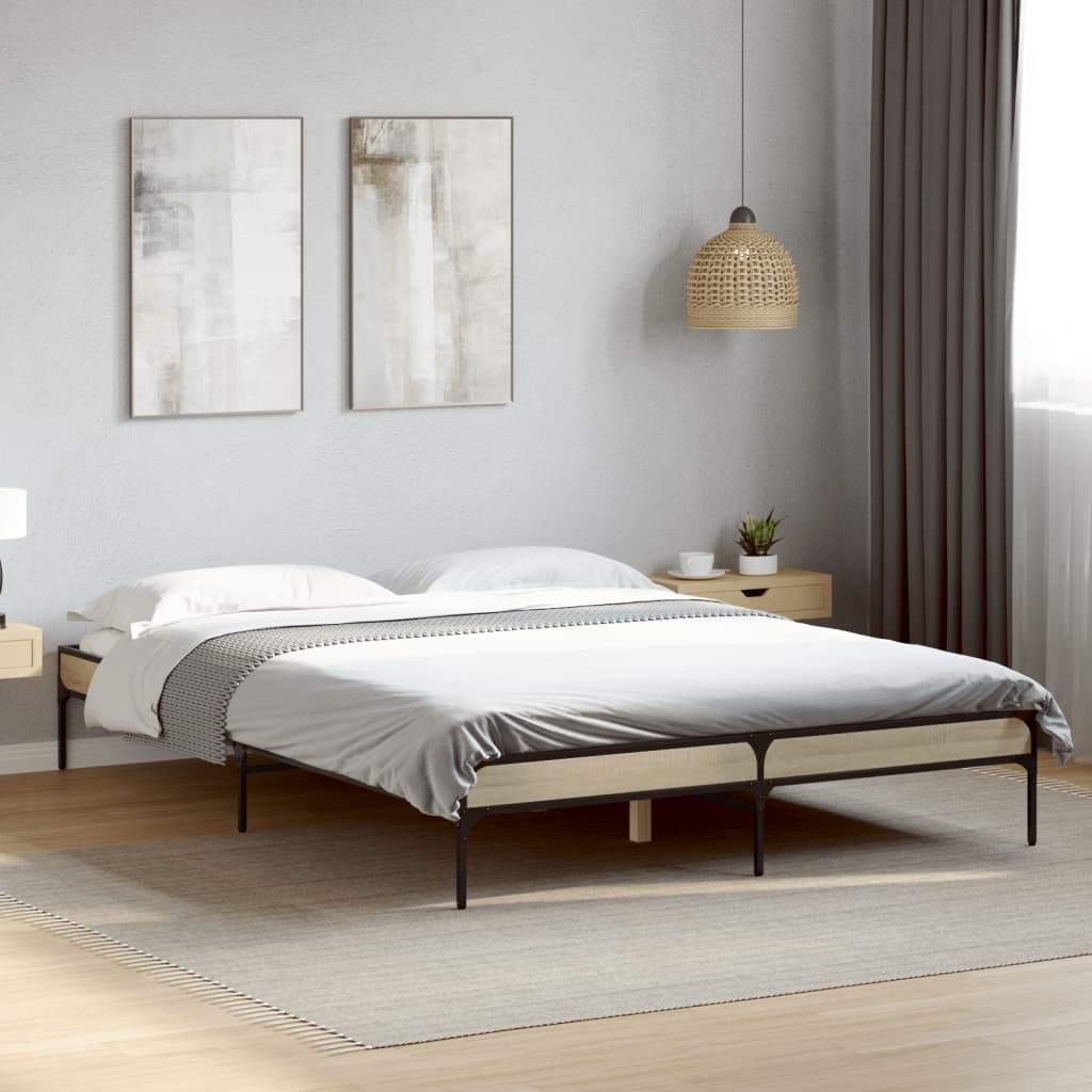 JUNG Vida Bettgestell Sonoma-Eiche 120x200 cm Holzwerkstoff und Metall