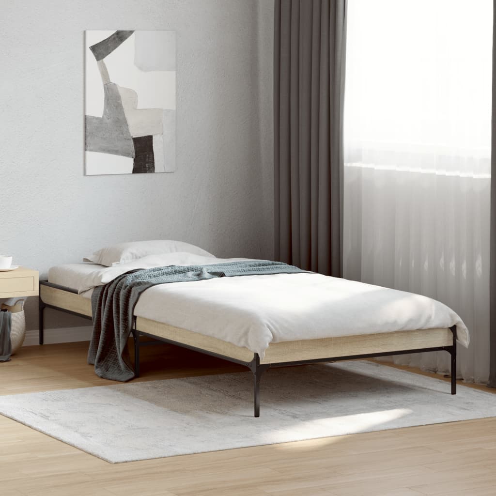 JUNG Vida Bettgestell Sonoma-Eiche 100x200 cm Holzwerkstoff und Metall