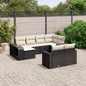 JUNG Vida 10-tlg. Garten-Sofagarnitur mit Kissen Schwarz Poly Rattan