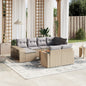 JUNG Vida 11-tlg. Garten-Sofagarnitur mit Kissen Beige Poly Rattan