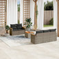 JUNG Vida 6-tlg. Garten-Sofagarnitur mit Kissen Grau Poly Rattan