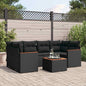JUNG Vida 7-tlg. Garten-Sofagarnitur mit Kissen Schwarz Poly Rattan
