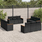 JUNG Vida 12-tlg. Garten-Sofagarnitur mit Kissen Schwarz Poly Rattan