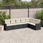 JUNG Vida 7-tlg. Garten-Sofagarnitur mit Kissen Schwarz Poly Rattan