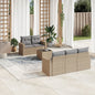 JUNG Vida 6-tlg. Garten-Sofagarnitur mit Kissen Beige Poly Rattan