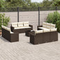 JUNG Vida 13-tlg. Garten-Sofagarnitur mit Kissen Braun Poly Rattan