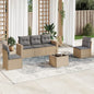 JUNG Vida 6-tlg. Garten-Sofagarnitur mit Kissen Beige Poly Rattan