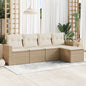 JUNG Vida 5-tlg. Garten-Sofagarnitur mit Kissen Beige Poly Rattan