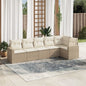 JUNG Vida 6-tlg. Garten-Sofagarnitur mit Kissen Beige Poly Rattan