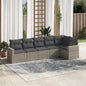 JUNG Vida 6-tlg. Garten-Sofagarnitur mit Kissen Grau Poly Rattan