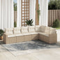 JUNG Vida 7-tlg. Garten-Sofagarnitur mit Kissen Beige Poly Rattan