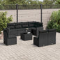JUNG Vida 9-tlg. Garten-Sofagarnitur mit Kissen Schwarz Poly Rattan