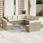 JUNG Vida 11-tlg. Garten-Sofagarnitur mit Kissen Beige Poly Rattan