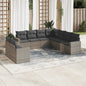 JUNG Vida 9-tlg. Garten-Sofagarnitur mit Kissen Grau Poly Rattan