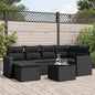 JUNG Vida 7-tlg. Garten-Sofagarnitur mit Kissen Schwarz Poly Rattan
