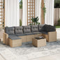 JUNG Vida 8-tlg. Garten-Sofagarnitur mit Kissen Beige Poly Rattan