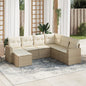 JUNG Vida 7-tlg. Garten-Sofagarnitur mit Kissen Beige Poly Rattan