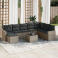 JUNG Vida 9-tlg. Garten-Sofagarnitur mit Kissen Grau Poly Rattan