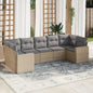 JUNG Vida 7-tlg. Garten-Sofagarnitur mit Kissen Beige Poly Rattan