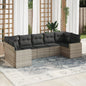 JUNG Vida 7-tlg. Garten-Sofagarnitur mit Kissen Hellgrau Poly Rattan