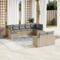 JUNG Vida 9-tlg. Garten-Sofagarnitur mit Kissen Beige Poly Rattan