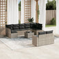 JUNG Vida 10-tlg. Garten-Sofagarnitur mit Kissen Hellgrau Poly Rattan