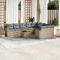 JUNG Vida 10-tlg. Garten-Sofagarnitur mit Kissen Beige Poly Rattan