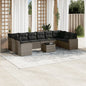 JUNG Vida 11-tlg. Garten-Sofagarnitur mit Kissen Grau Poly Rattan