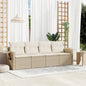 JUNG Vida 4-tlg. Garten-Sofagarnitur mit Kissen Beige Poly Rattan