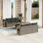 JUNG Vida 7-tlg. Garten-Sofagarnitur mit Kissen Grau Poly Rattan