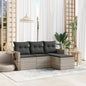 JUNG Vida 4-tlg. Garten-Sofagarnitur mit Kissen Hellgrau Poly Rattan