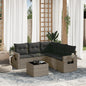 JUNG Vida 6-tlg. Garten-Sofagarnitur mit Kissen Grau Poly Rattan