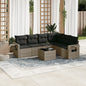 JUNG Vida 7-tlg. Garten-Sofagarnitur mit Kissen Grau Poly Rattan
