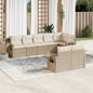 JUNG Vida 8-tlg. Garten-Sofagarnitur mit Kissen Beige Poly Rattan
