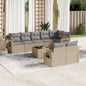 JUNG Vida 9-tlg. Garten-Sofagarnitur mit Kissen Beige Poly Rattan