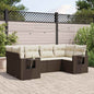 JUNG Vida 6-tlg. Garten-Sofagarnitur mit Kissen Braun Poly Rattan