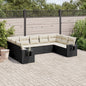 JUNG Vida 9-tlg. Garten-Sofagarnitur mit Kissen Schwarz Poly Rattan