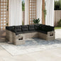 JUNG Vida 9-tlg. Garten-Sofagarnitur mit Kissen Hellgrau Poly Rattan