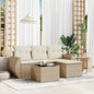 JUNG Vida 5-tlg. Garten-Sofagarnitur mit Kissen Beige Poly Rattan
