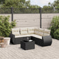 JUNG Vida 6-tlg. Garten-Sofagarnitur mit Kissen Schwarz Poly Rattan