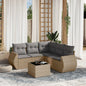 JUNG Vida 6-tlg. Garten-Sofagarnitur mit Kissen Beige Poly Rattan