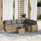 JUNG Vida 7-tlg. Garten-Sofagarnitur mit Kissen Beige Poly Rattan