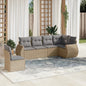 JUNG Vida 6-tlg. Garten-Sofagarnitur mit Kissen Beige Poly Rattan