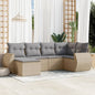 JUNG Vida 6-tlg. Garten-Sofagarnitur mit Kissen Beige Poly Rattan